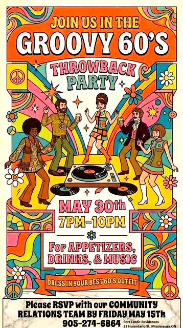 Groovy 60's Throwback Party image source: Port Credit Residences